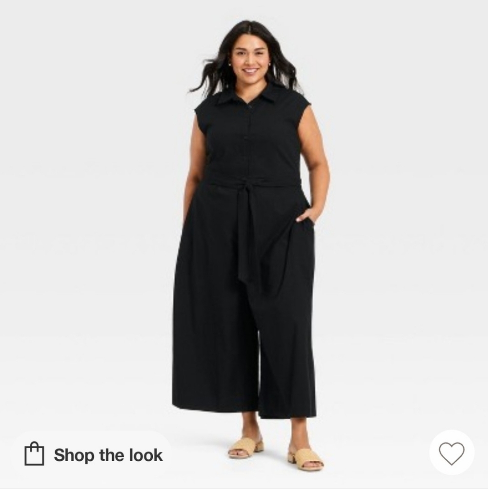 A New Day Black Wide-Leg Jumpsuit with Tie Waist